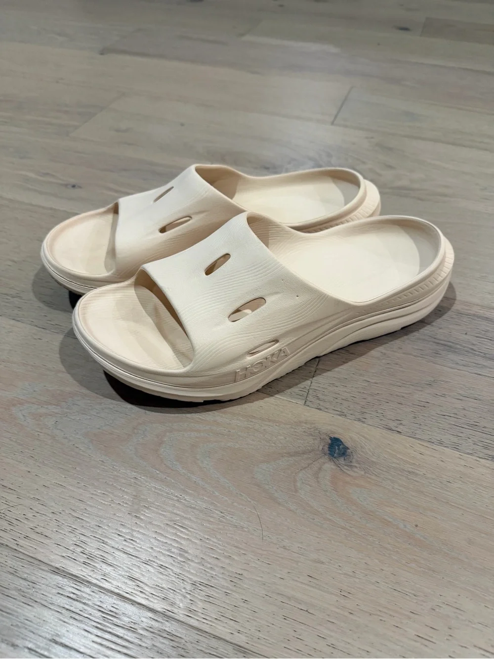 Hoka Cream Slide Sandals